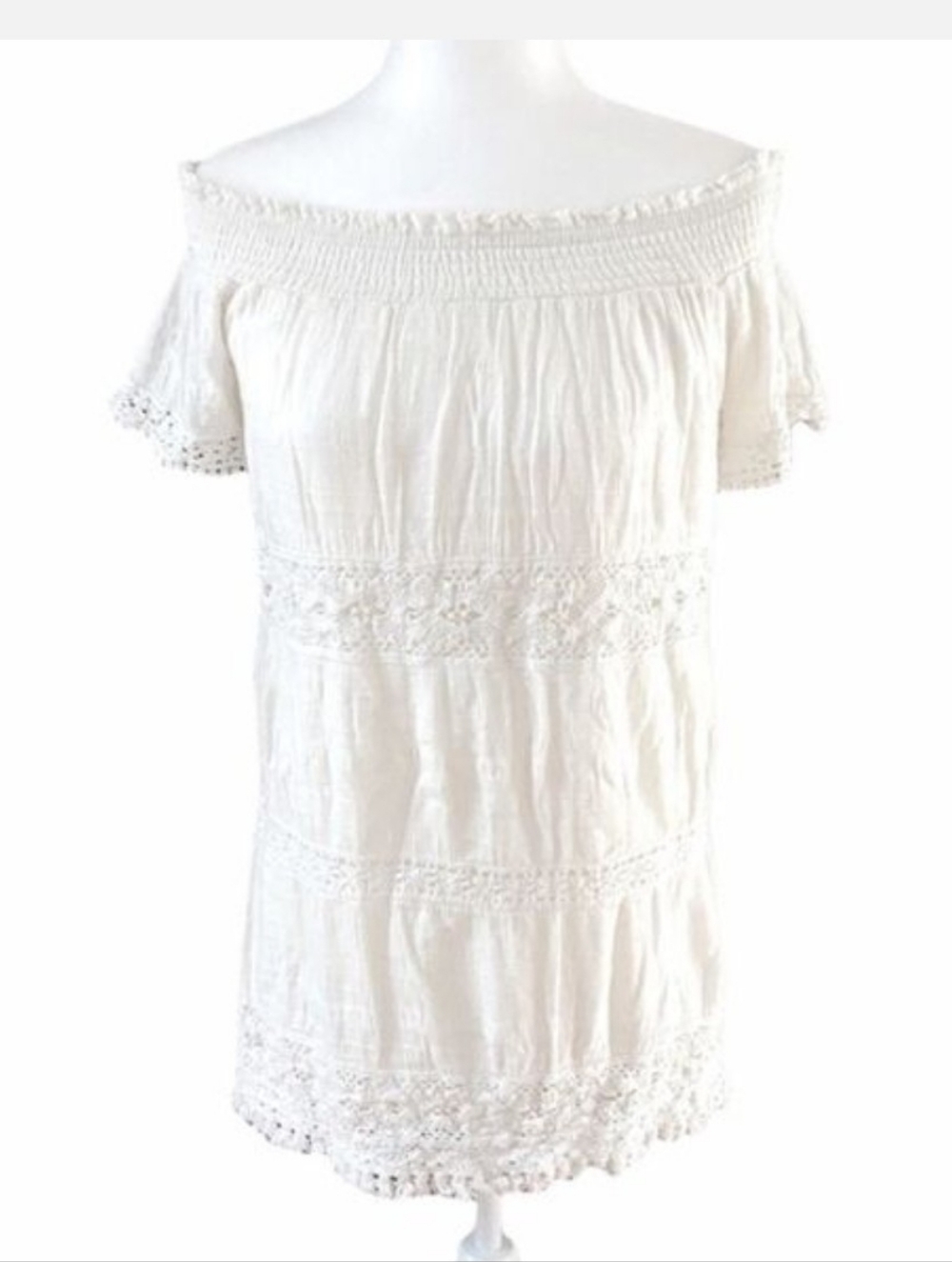 American Eagle Outfitters White Smocked Top Dress